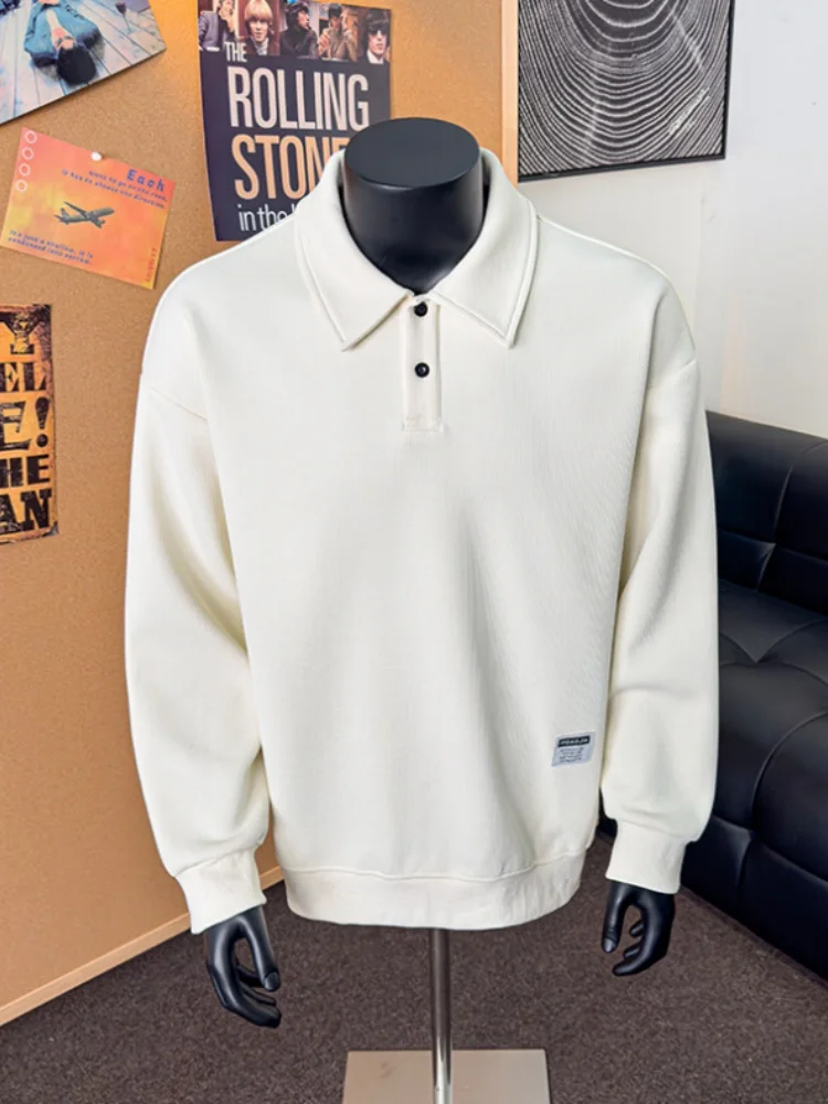 

American Sle Men's Long Sve Sweatirt Spring Autumn New Loose Pure Color Inner Wear irt Casual Comfortable