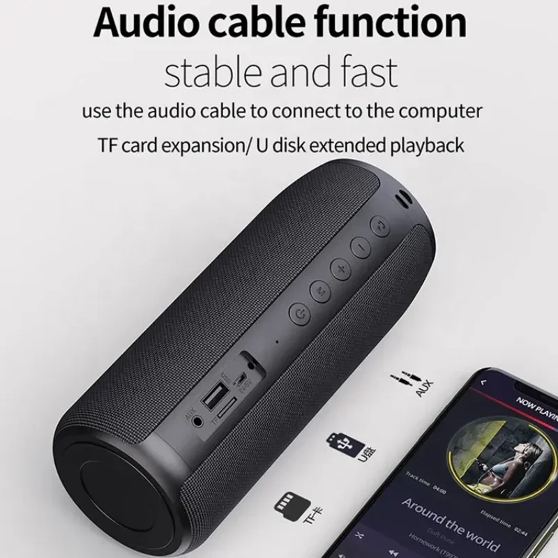 TWS Portable Running Sound Column Outdoor Camping Sound Box Waterproof Wireless Subwoofer Caixa De Som Bluetooth Speakers TF