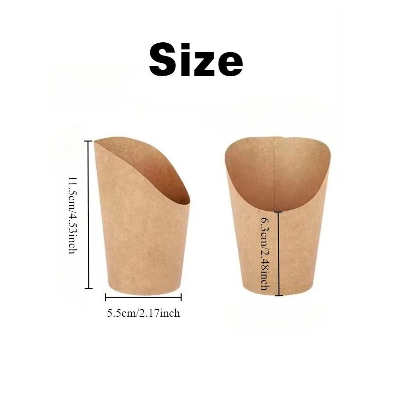 50/100PCS Disposable French Fry Cups Kraft Paper Fried Foods Fries Snacks Ice Cream Waffles Home Party Container Paper Cup
