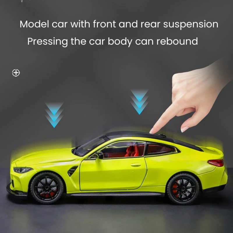 1:24 BMW M4 M8 IM The 4 G82 Alloy Scale Model Car Diecast Metal Miniature Car Toy Sound＆Light Collection Childrens Vehicles Gift