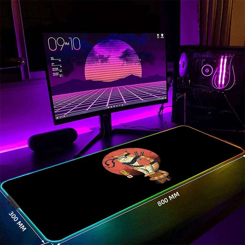 

Японский большой игровой коврик для мыши Neko рамен RGB, коврик для мыши, игровые коврики для мыши, светодиодные коврики для клавиатуры, светящиеся настольные коврики, Коврик Для Мыши для ПК