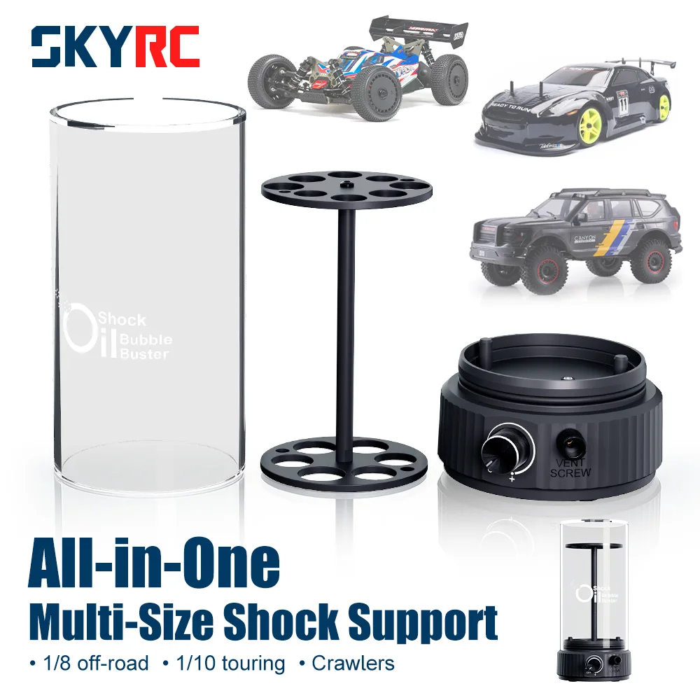 SkyRC Shock Oil Bubble Buster Vacuum Shock Defoamer with XT60 & USB-C Shock Holder for RC Crawler & Offroad Vehicles