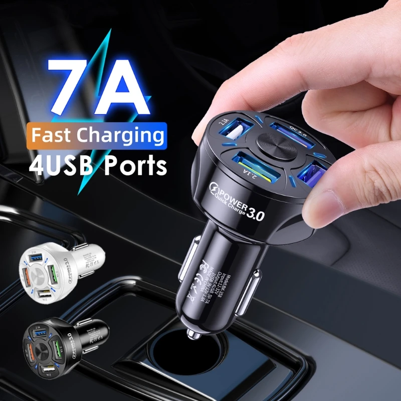 Адаптер для быстрой зарядки QC3.0, зарядное устройство с 3 USB-портами для телефона, планшета, зарядное устройство с USB-разъемом, автомобильное з...