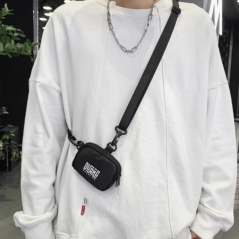 Men\'s Small Shoulder Bag Fashion Brand Wild Shoulder Bag Messenger Bag Ins Small Bag Earphone Bag Hip-hop Bag Coin Purse