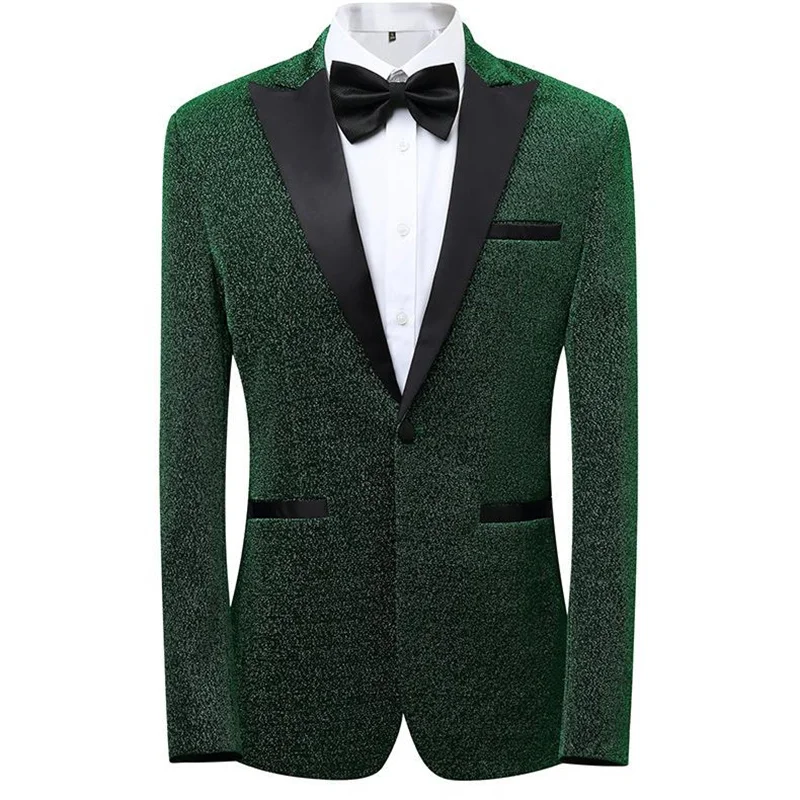 High-grade Men Luxury Suit One Button Jacket Fashion Male Wedding Prom Party Blazer Singer Stage Performance Dress Coat