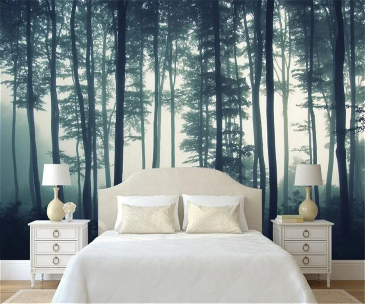 Custom wallpaper photo moon branches woods wall painting home decoration living room bedroom black and white murals 3d wallpaper