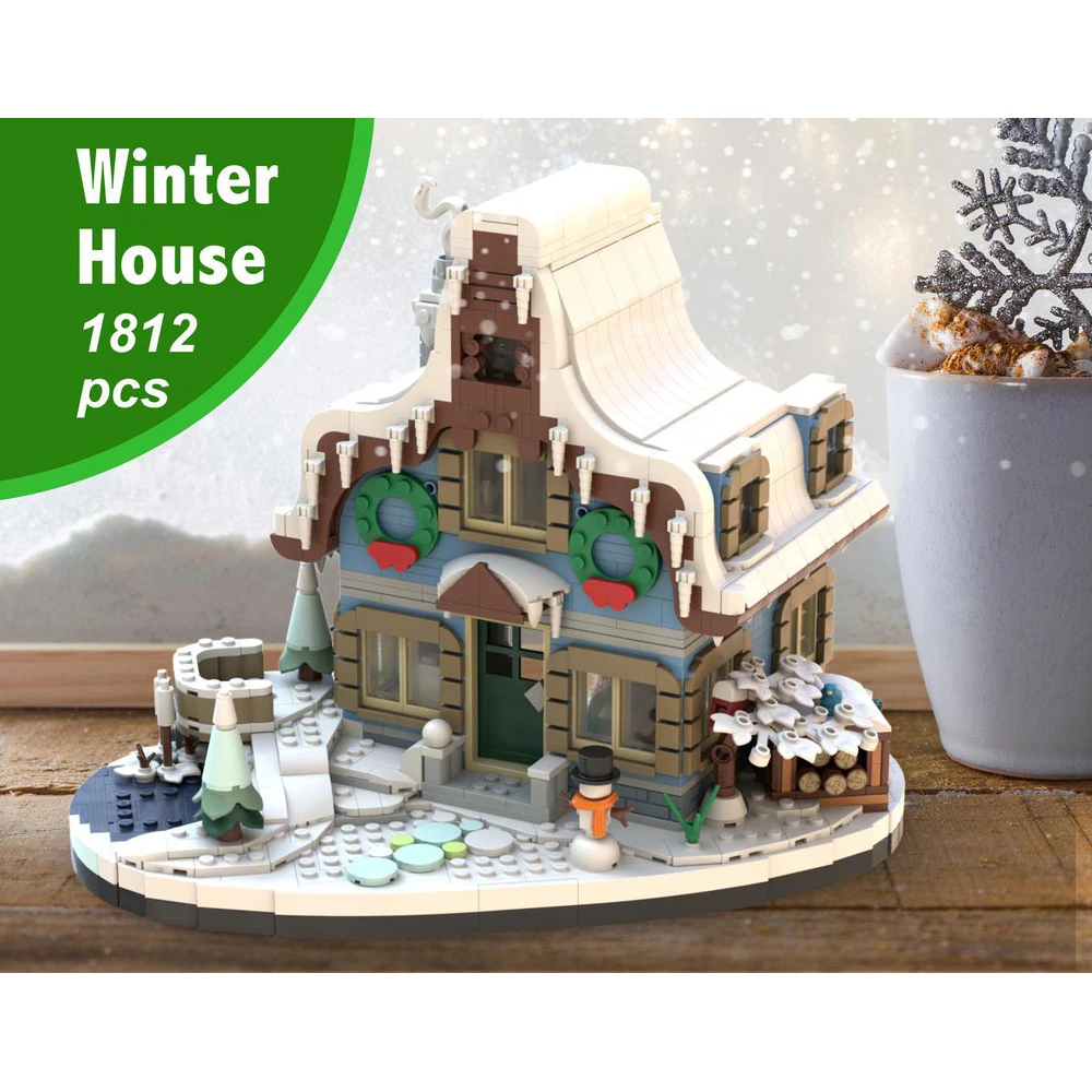 

1812PCS Rural Winter House Modularity Building Blocks Building DIY Assembly Model Toy Brick Children's Birthday Christmas Gifts