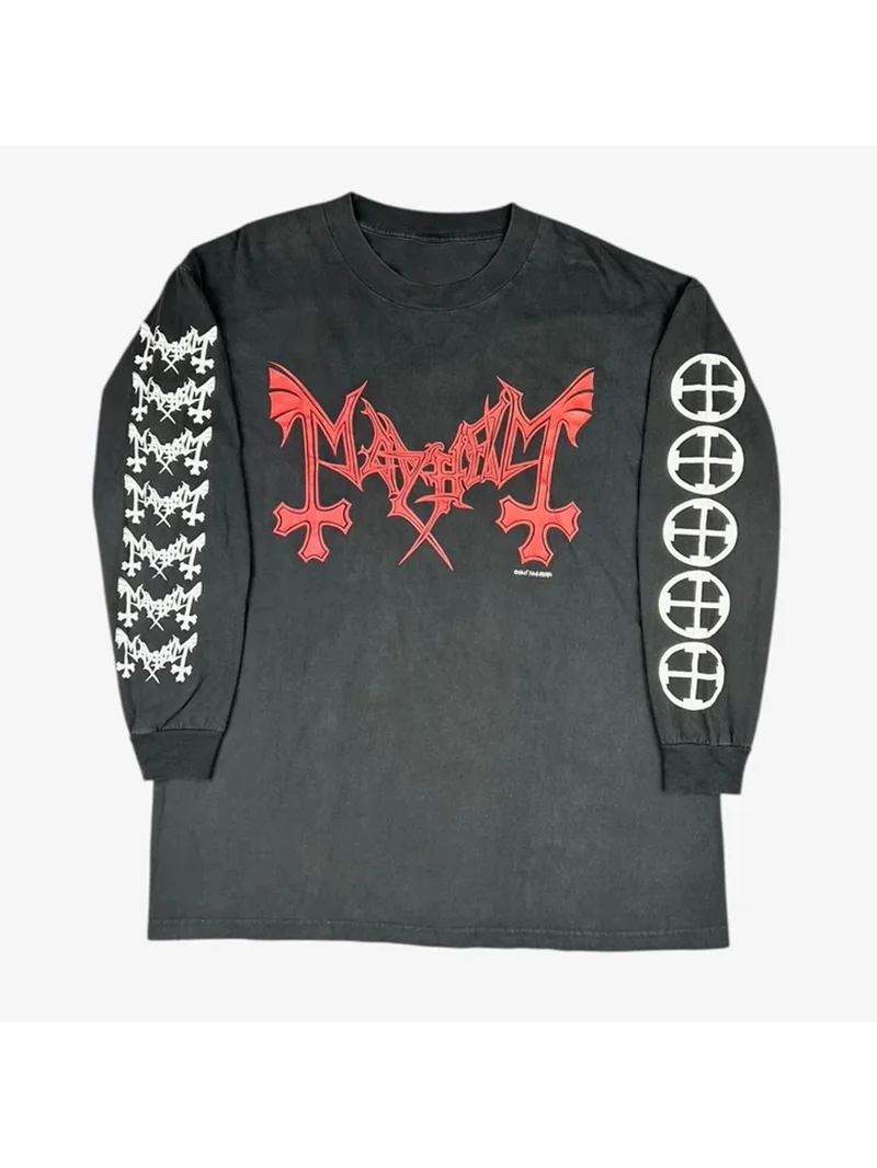 Mayhem Black Metal Band American Heavyweight Retro Vintage Street Style Long Sleeve T-Shirt Breathable Sweat Absorbent Cotton...