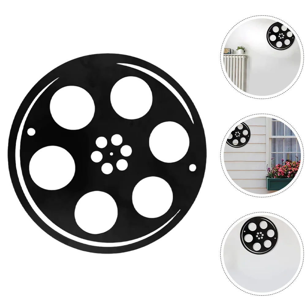 2 Pcs Retro Movie Decoration Room Garden Wall Adornments Household Reel Decorations Iron