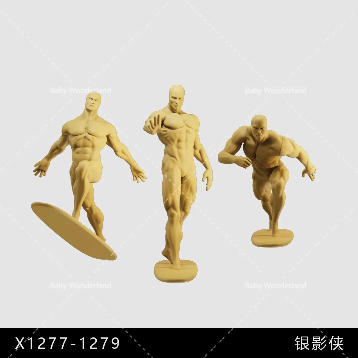 In Stock Unpainted Miniatures 1/64 1/43 1/35 Figure Surfing Bald Muscular Man Movie Character Dolls Model Creative Scene Prop