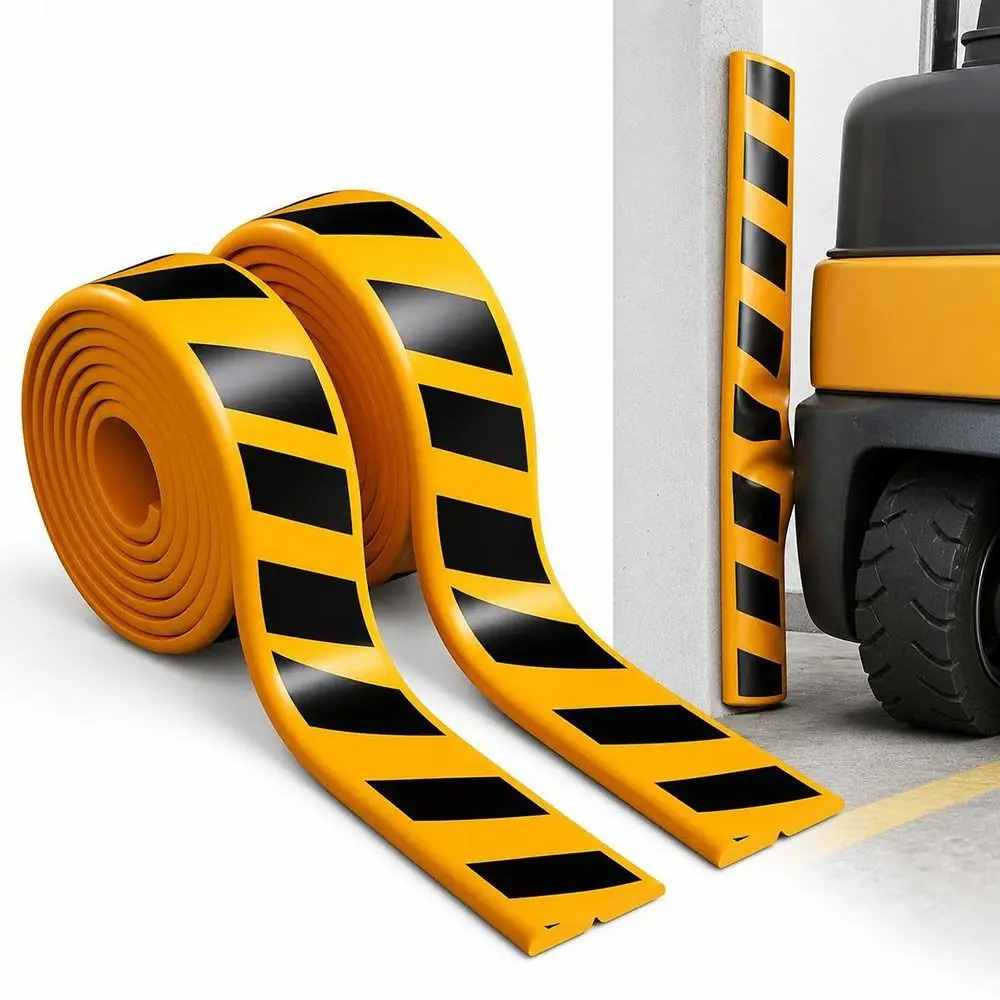 4M Garage Wall Guard Self-adhesive Anti-collision Car Door Corner Protection Sticker Thickened Black&Yellow Color JJ4203