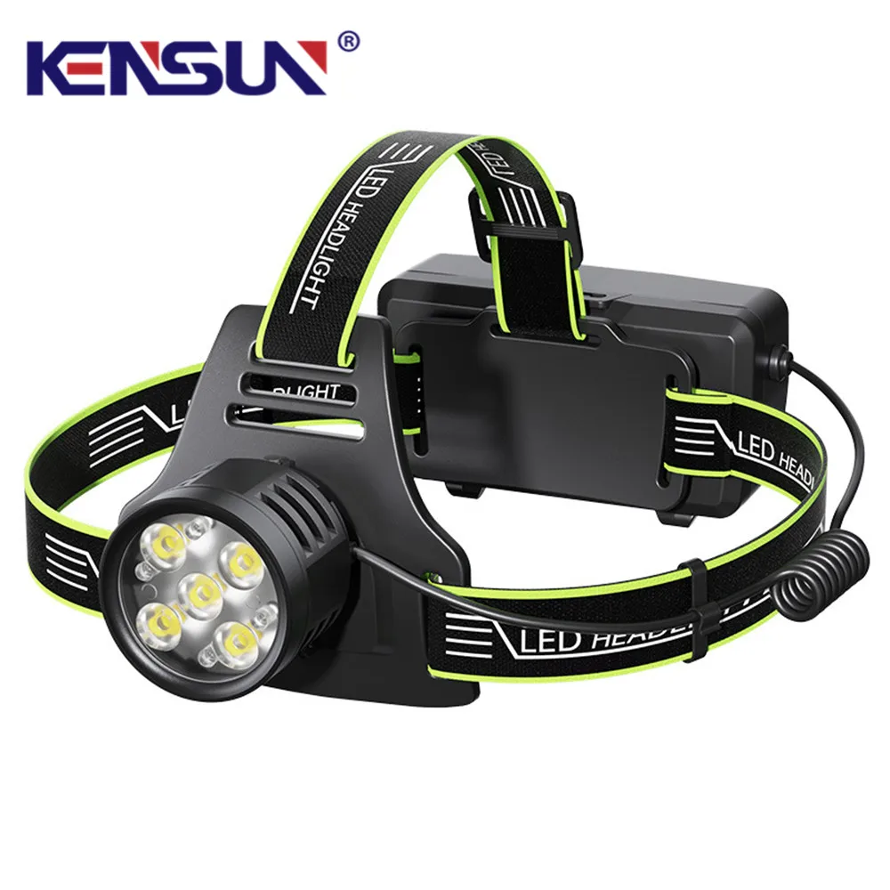 New High Power 5*XHP50.2 LED Headlight Lamp With Digital Display Type-C Charging Universal Portable Head lamp For Night Fishing