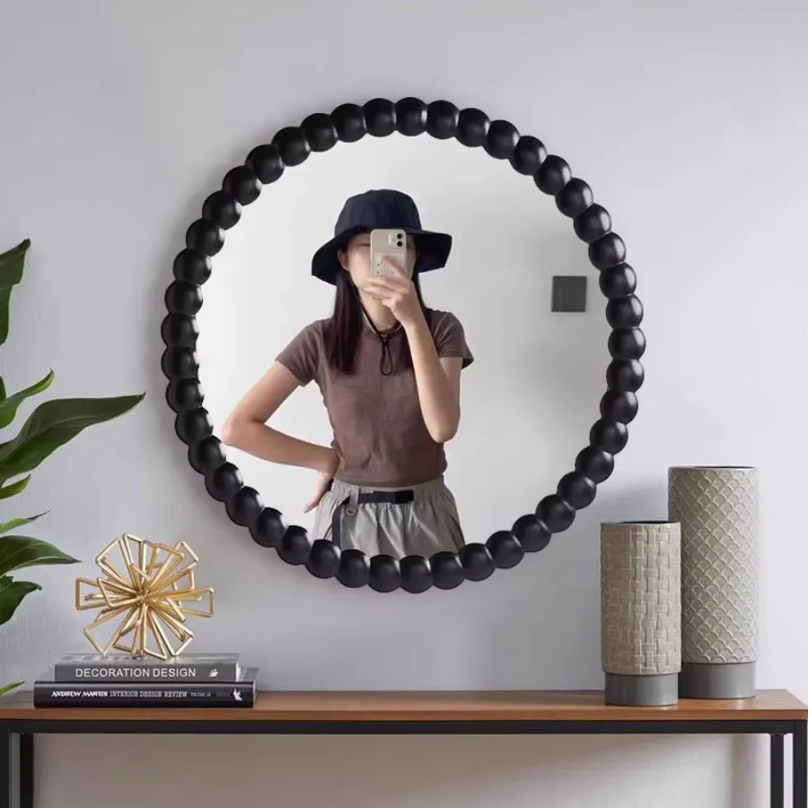 

Aesthetic Mirror Ornament Wall Decor Round Makeup Mirror Craft Vintage Bathroom Vanity Bedroom Desk Nordic Espelhos Room Decor