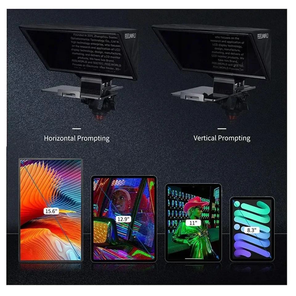 FEELWORLD TP16 16 بوصة ملقن قابل للطي يدعم ما يصل إلى 16 "الكمبيوتر اللوحي الأفقي العمودي Prompting APP التحكم عن بعد حمل