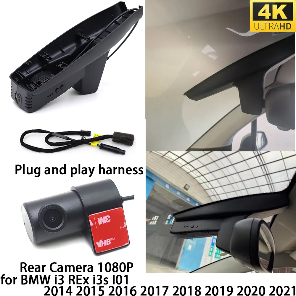 for BMW i3 REx i3s I01 2014 2015 2016 2017 2018 2019 202 DVR Dash Cam OEM Front Rear Camera Video Recorder Night Vision 4K 256GB