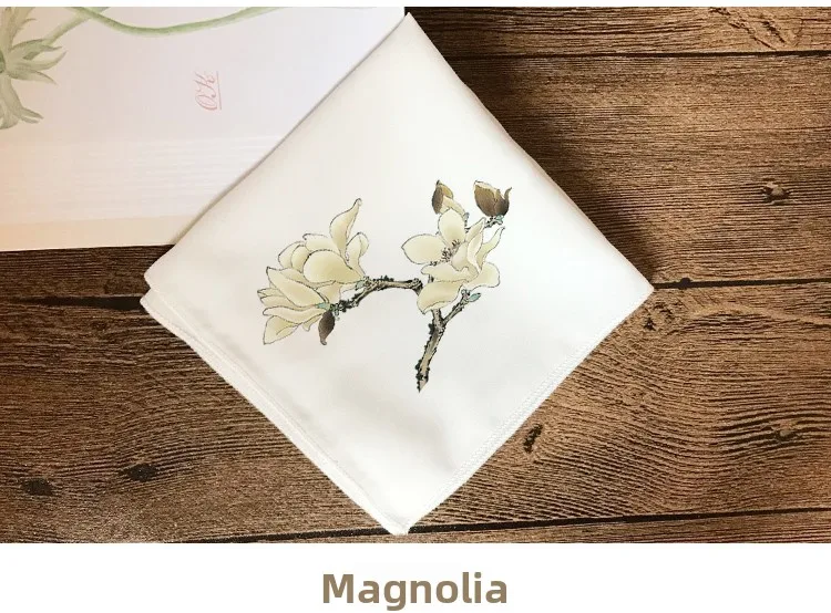 Chinese Style Su Embroidery Diy Handkerchief Kit 100 Cotton 25x25cm Magnolia Pattern Beginner Friendly Hanfu Decor Gift For Diy
