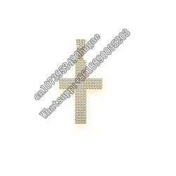 Four Row Cross Prayer pendant  Necklace 14K gold  hop vvs1 Moissanite Pendant