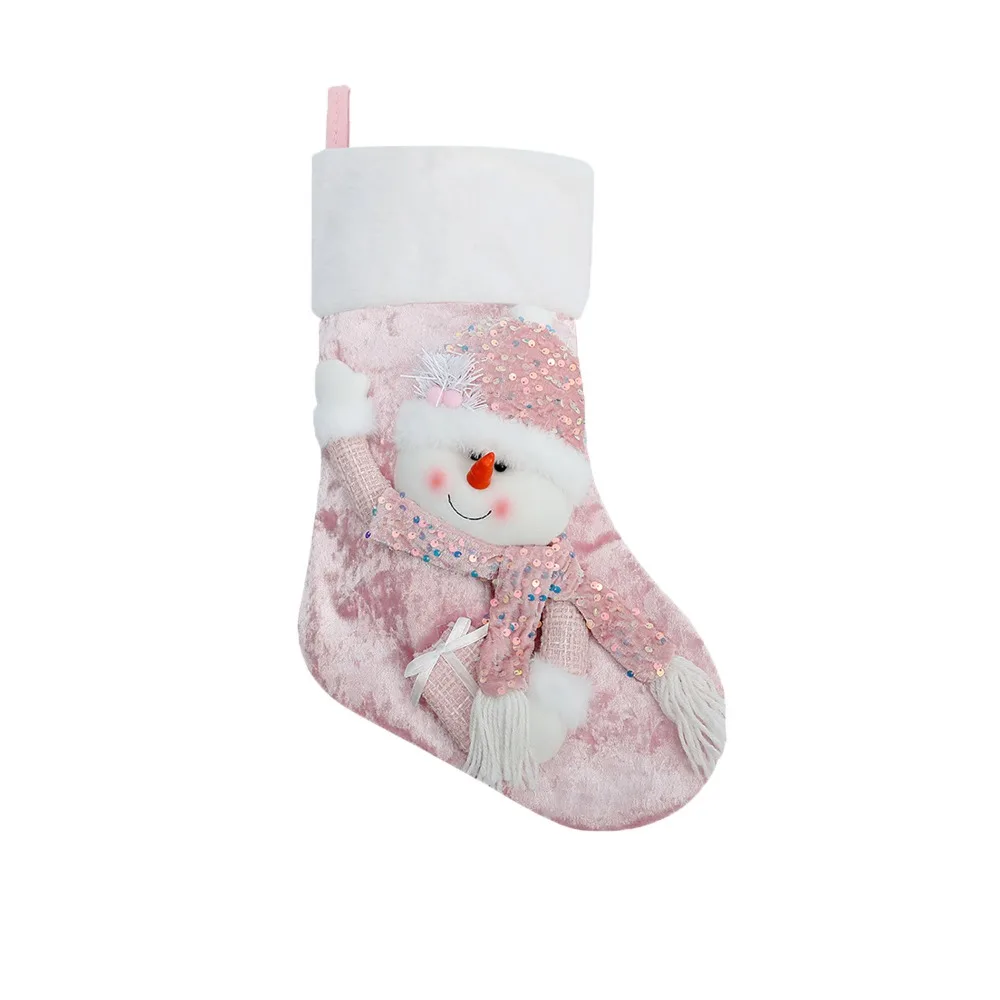 

Candy Bag With Sequins Christmas Stockings Santa/Snowman/Elk/Bear 3D Christmas Gift Bag Large Capacity Christmas Socks Xmas Gift