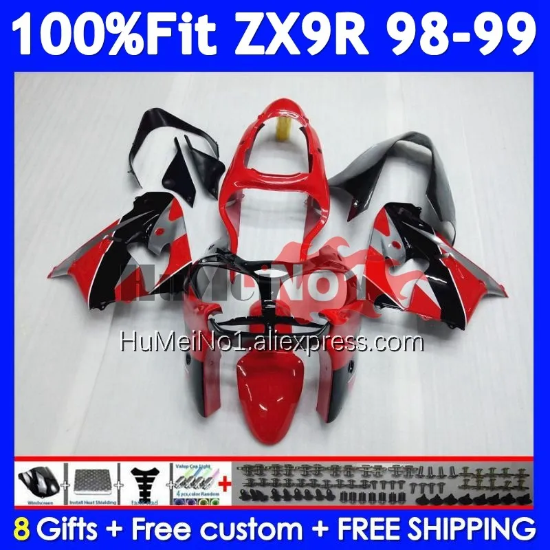 OEM Body For KAWASAKI NINJA ZX Stock Red 9R 900 CC 9 ZX9 R 213No.11 ZX900 900CC ZX-9R ZX9R 98 99 1998 1999 Injection Fairing