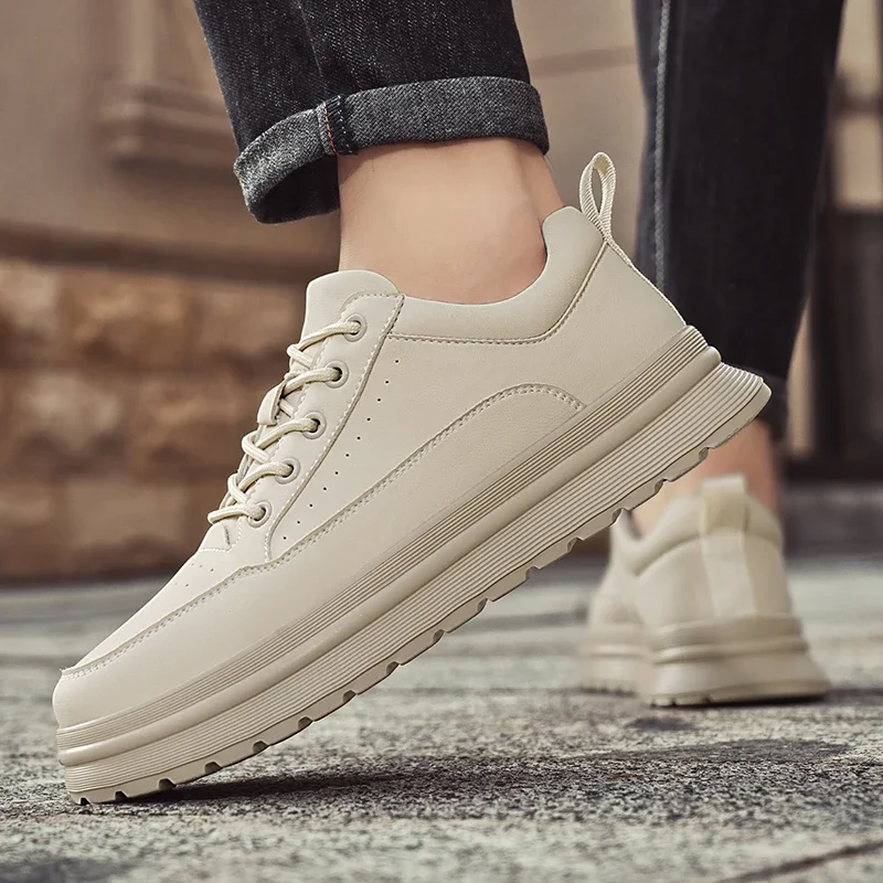 

Four season men's leather shoes Casual Classi Trendy Style Outdoor street walking Luxury High Quality youth shoes Thick soled