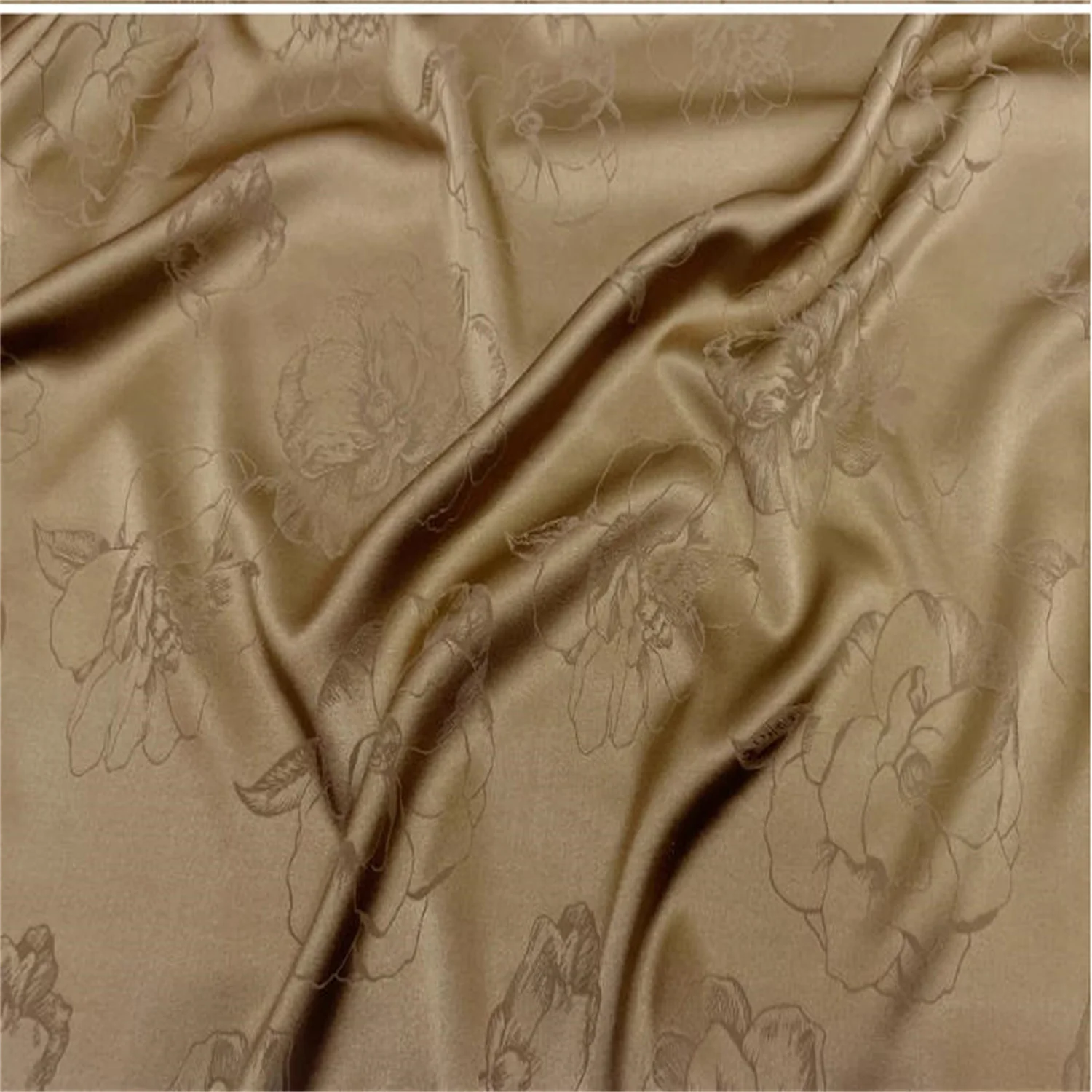 

Silk jacquard fabric, silk satin elastic satin silk fabric, green high-end printed cheongsam.