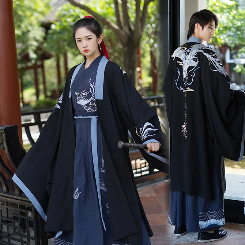 

Tang Dynasty Classical Stage Clothes Swordsman Robe Kimono Large Size 4XL Retro Hanfu Men Traditional Embroidery Costume Men