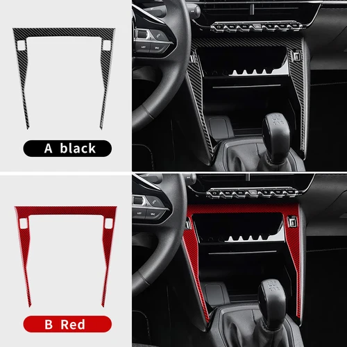 Imagen 2 del producto Pegatina de fibra de carbono suave Real para Peugeot 208 e-208 2020 2021 2022 2023 2024 2025 LHD RHD embellecedor de Panel de Control Central de coche