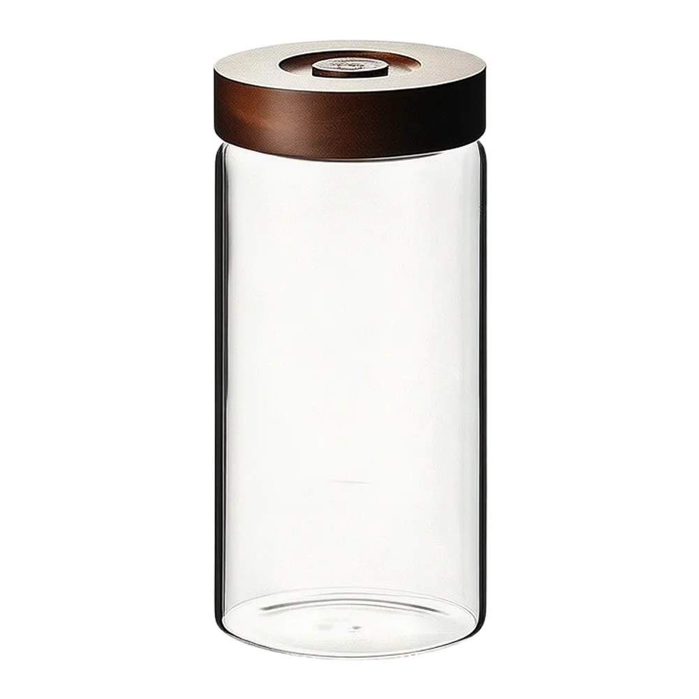 Glass Coffee Storage Canister 9oz with Wooden Lid Offers Secure Airtight Closure for Long Term Freshness Preservation