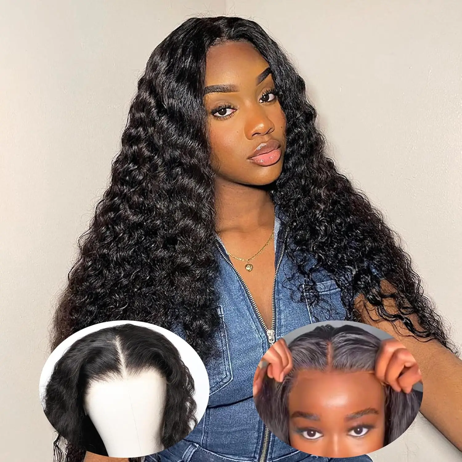 Wear and Go Glueless Wig 6x4 Lace Closure Wigs Human Hair Pre Cut Lace Pre Plucked Loose Deep Wave Hair Ready To Wear Wig Bling