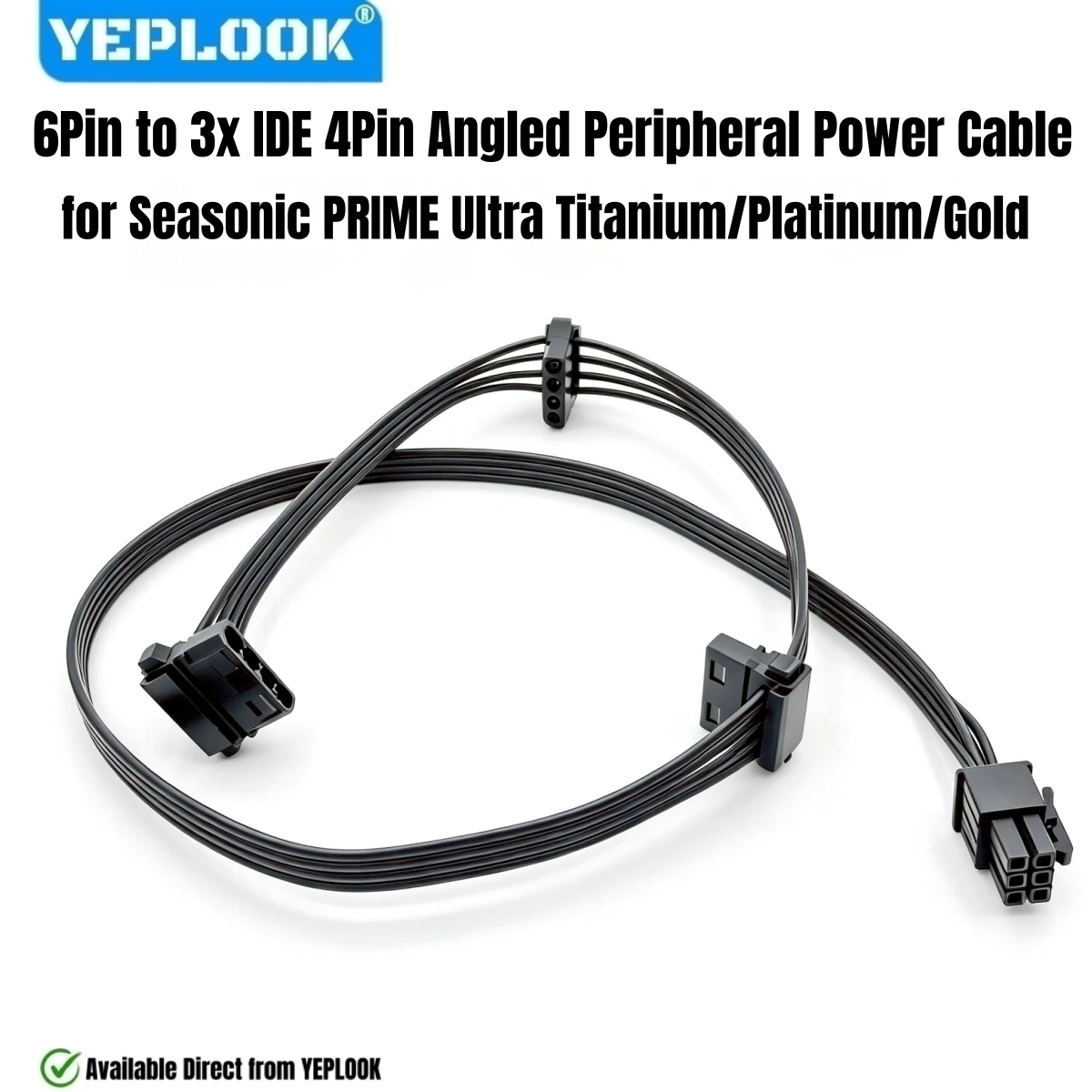 6Pin to 3x IDE 4Pin Peripheral Power Cable for Seasonic PRIME Ultra Titanium/Platinum/Gold 1300W, 1000W, 850W, 750W, 650W, 550W