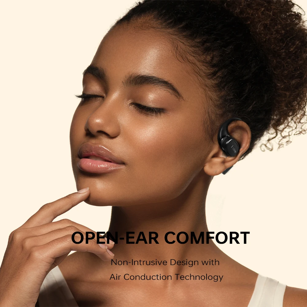 Rollme Liberty one Open-Ear Headphones Ultra Comfort Secure Fit Bluetooth 5.3 IPX5 Fast Charging Wireless Earbuds for Sports