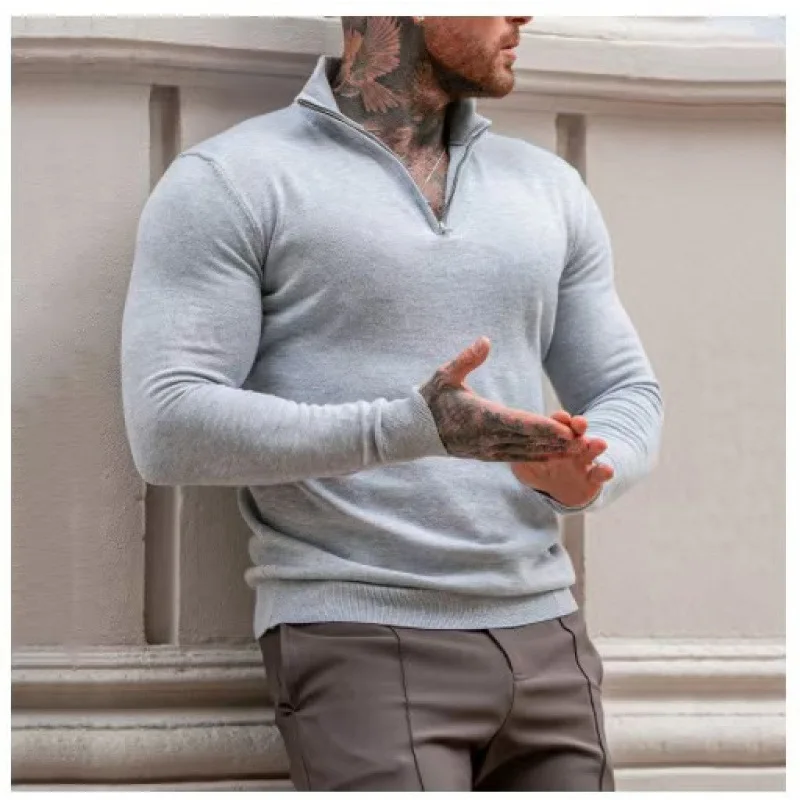 

Men's Clothing 2025 New Autumn Winter Large Size Zipper Half Turtleneck Pullover Sweater Men's Long Sleeve Knitted