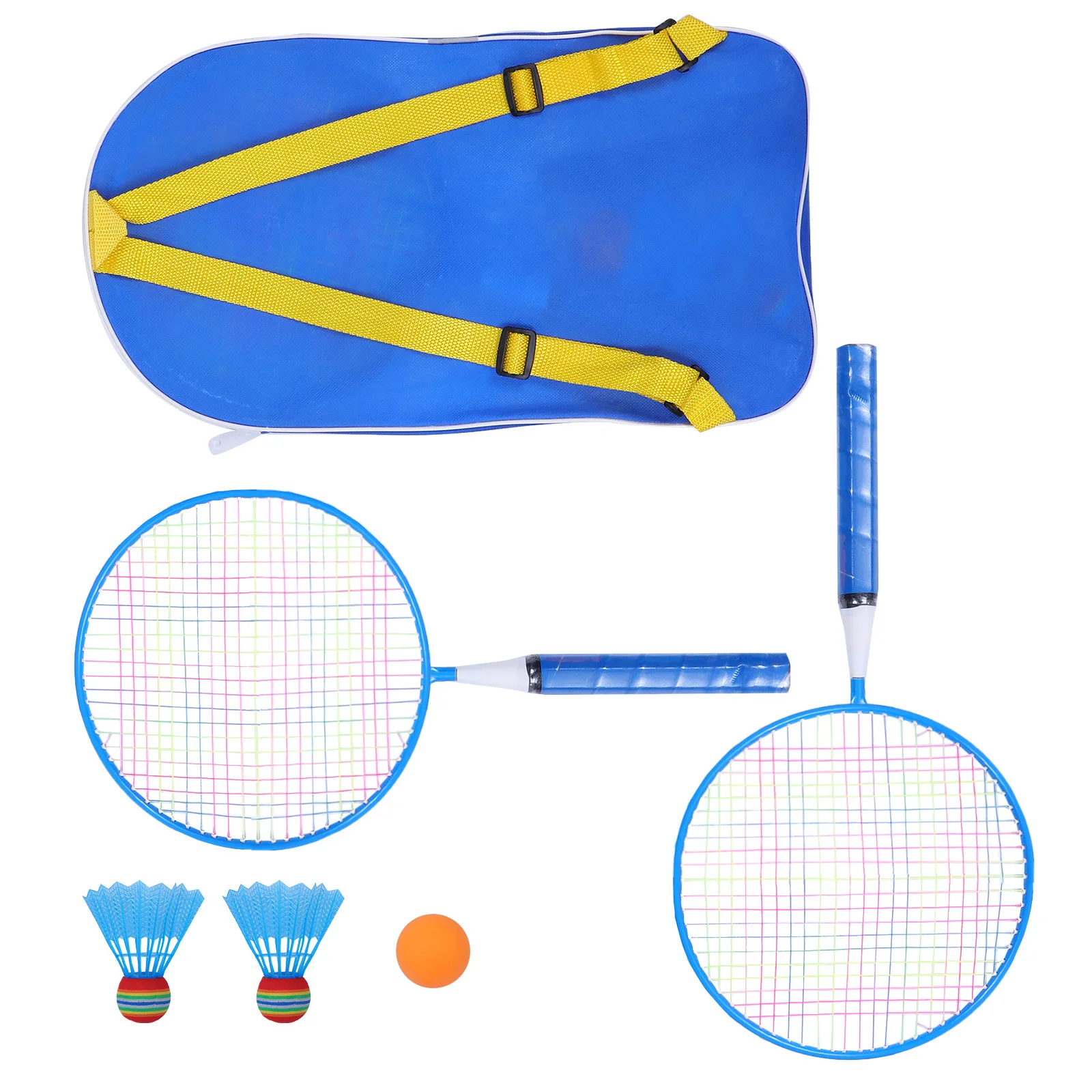 Badminton Racket Set Iron Alloy Lightweight For 3-12 Years Wide Surface Easy Grip Outdoor Sports Starter Kit