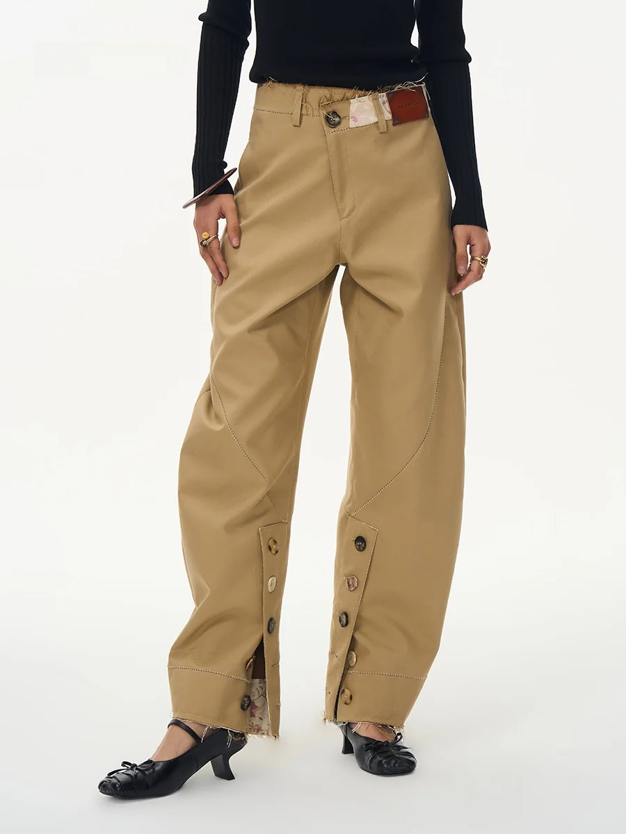 

Джинсы женские в стиле ретро с декоративными пуговицами в форме банана, осенние, с застежкой на пуговицах, без стрейча, из денима