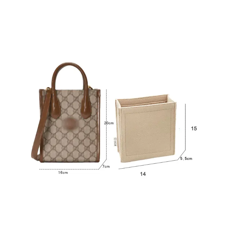 Insert Organizer Inner Purse Liner For Gu cci Retro Tote Mini Bag 16x7x20 cm, Makeup Handbag Travel Shaper