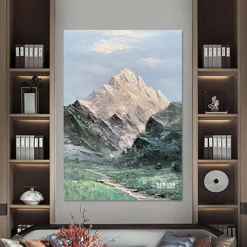 Beautiful Scenery Oil Painting Large Mountain Modern Textured Wall Art Acrylic Decoration Abstract Canvas Picture Unframed