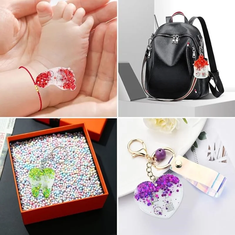 DIY Crystal Epoxy Resin Mold Anniversary Foot Love Pendant Keychain Mirror Silicone Mold