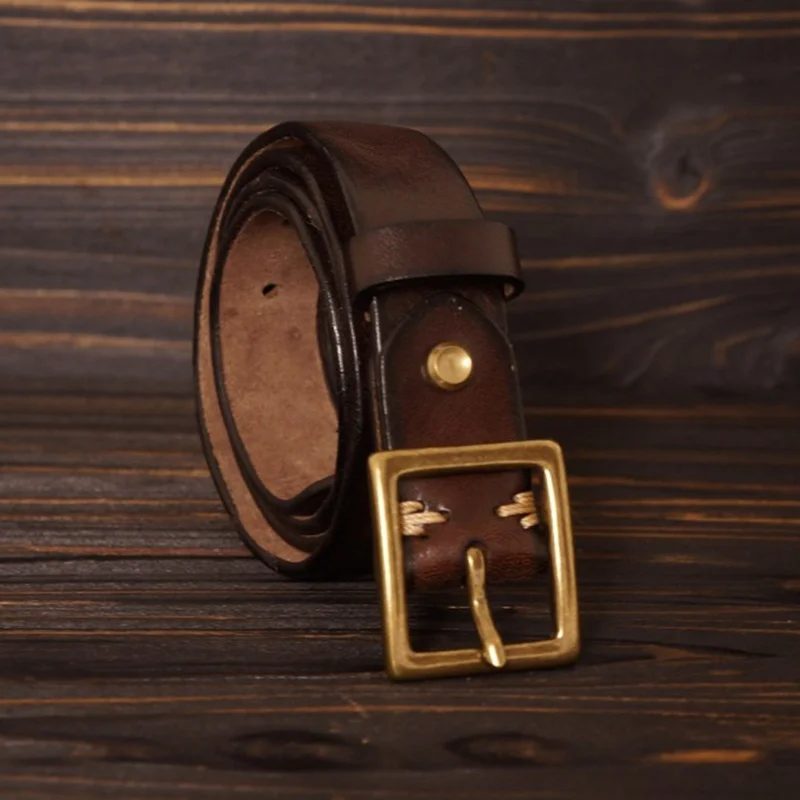 3CM Genuine Leather Belt Women Luxury Copper Buckle Real Cowskin Female Belts American Retro Casual Simple Waist Strap For Jeans