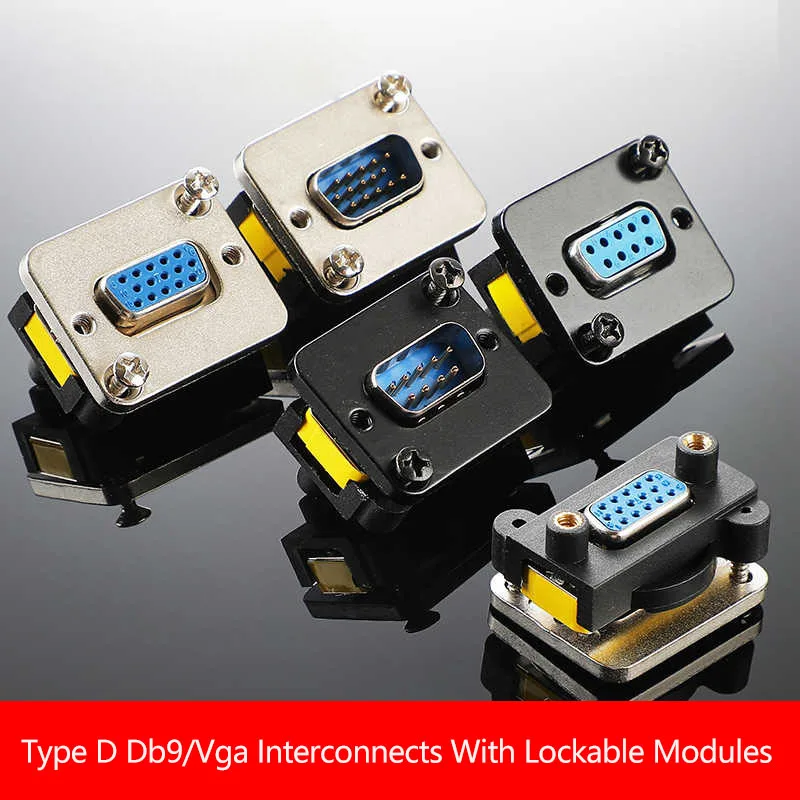 Type D DB9 Mounting 9-pin Data Receptacle Male/femaleAdapter Lockable Plug ADB9FF 15 Information Box 86 Panel VGA Gold Plated