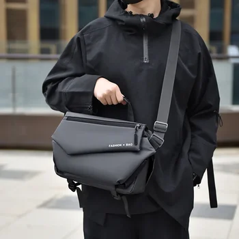 옥스포드 천 남성용 대용량 숄더백, 트렌디 쿨 크로스바디 백, 비즈니스 여행 메신저 핸드백, 한국 버전