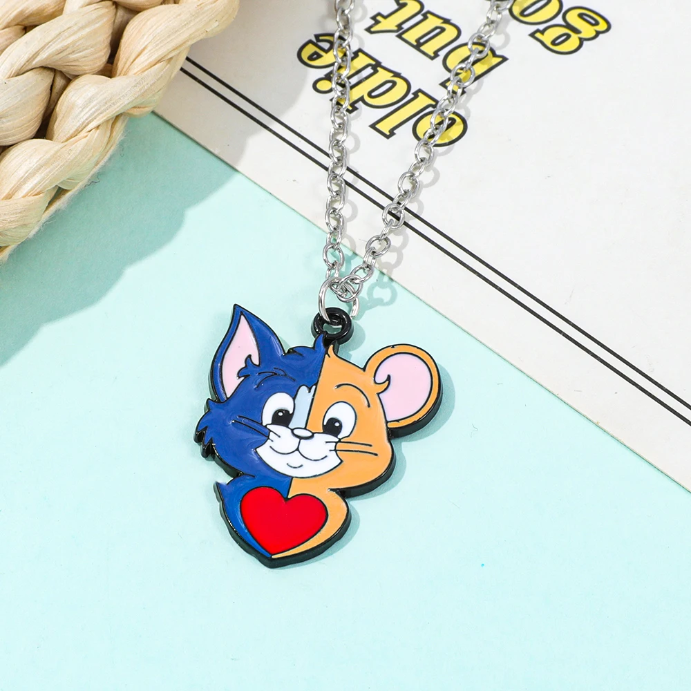 

Кошка и мышь, аниме, металлический кулон, ожерелье, милый персонаж, ювелирные изделия, аксессуары для украшения вечеринки