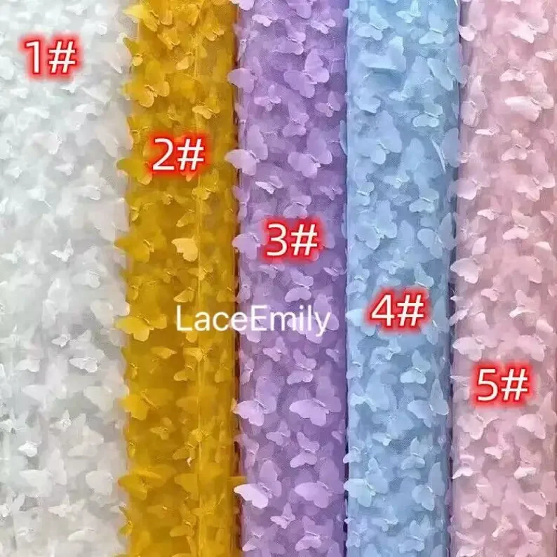 10 Colors 3D Butterfly Embroidery Lace Fabric Butterfly Mesh Tulle Fabric For Bridal, Dress Girl Dress , Wedding Dress,