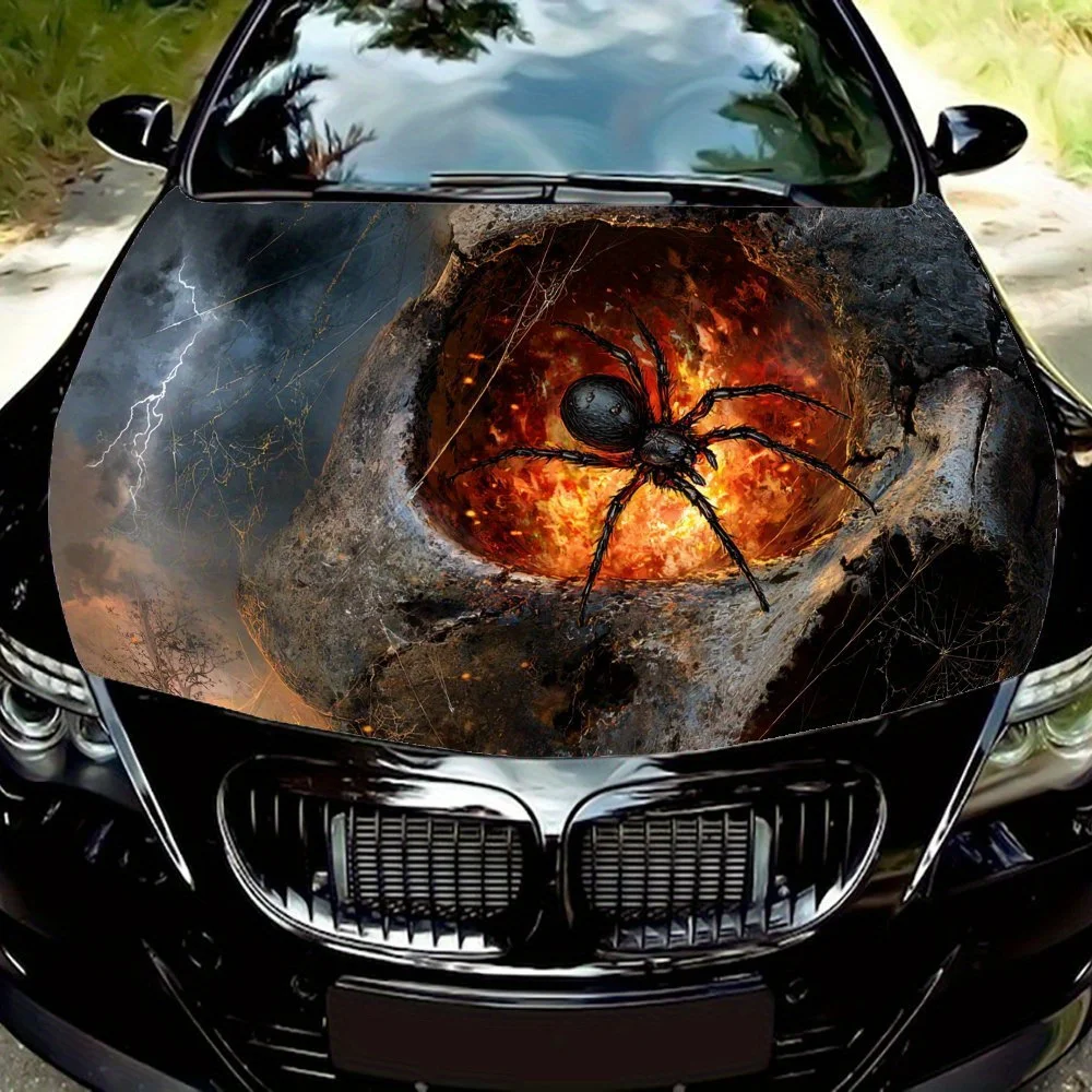 

Наклейки на капот автомобиля Flaming Skull King, водонепроницаемые самоклеящиеся, устойчивые к царапинам, легко приклеиваемые, прочные автомобильные наклейки из ПВХ, автомобиль