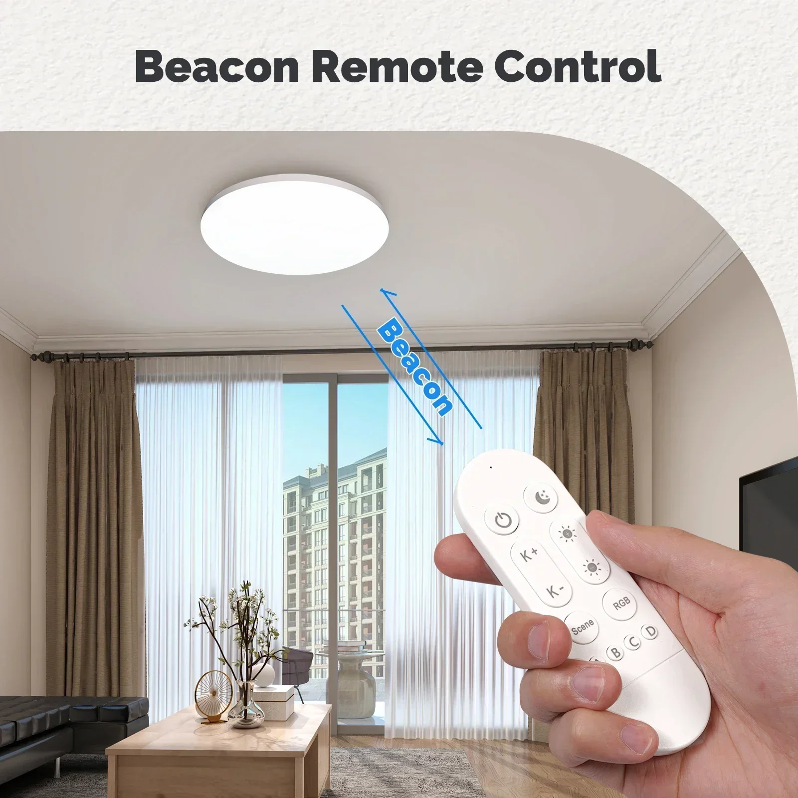 Imagem -02 - Moes-luz de Teto Inteligente Wifi Lâmpada Bluetooth Controle Remoto Beacon Trabalhar com Alexa Google Home Tuya 24w