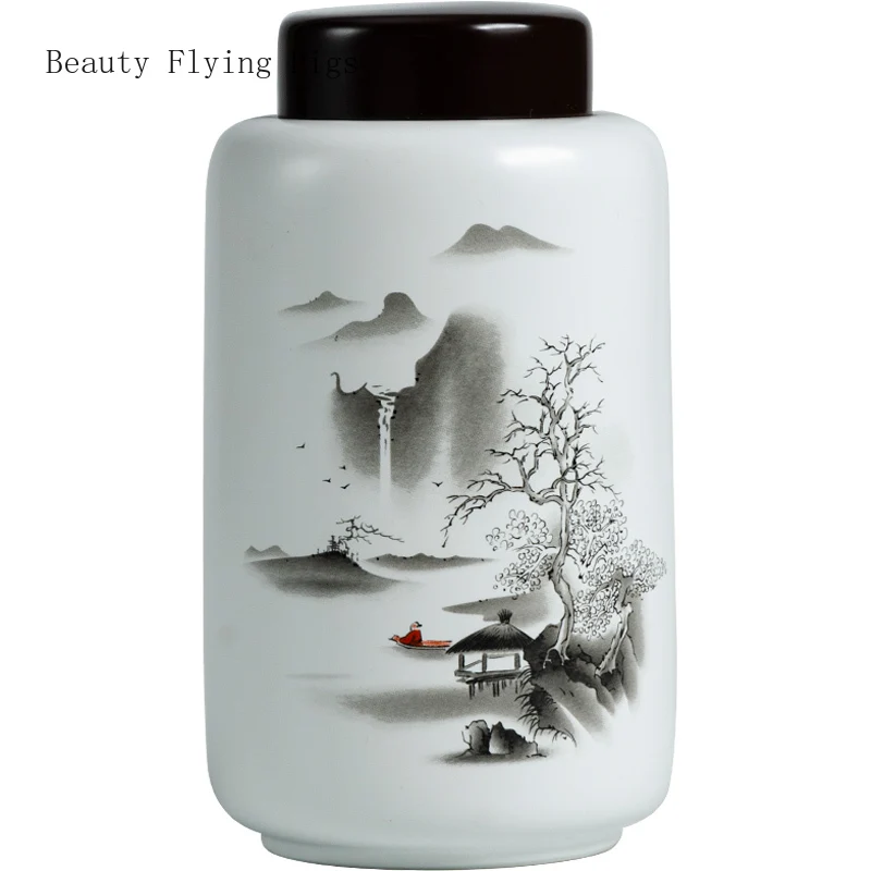 

1PCS Household Ceramic Tea Jar Black Tea Pu'er Tea Moisture proof Sealed Jar coffee storage