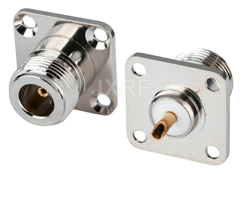 

N-type female welding connector high-frequency female hole RF coaxial connector 4-hole square plate flange installation N-KFD