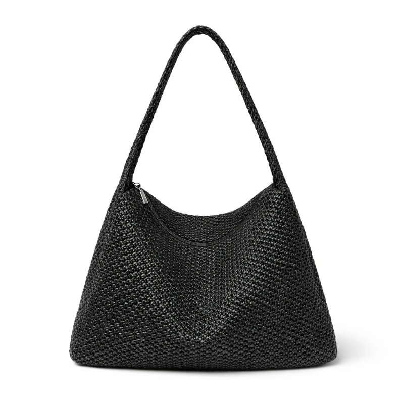 

Брендовая сумка-тоут из плетеной соломки, большая вместительная пляжная сумка через плечо для женщин, дышащая летняя сумка, идеально подходит для отдыха на тропических курортах