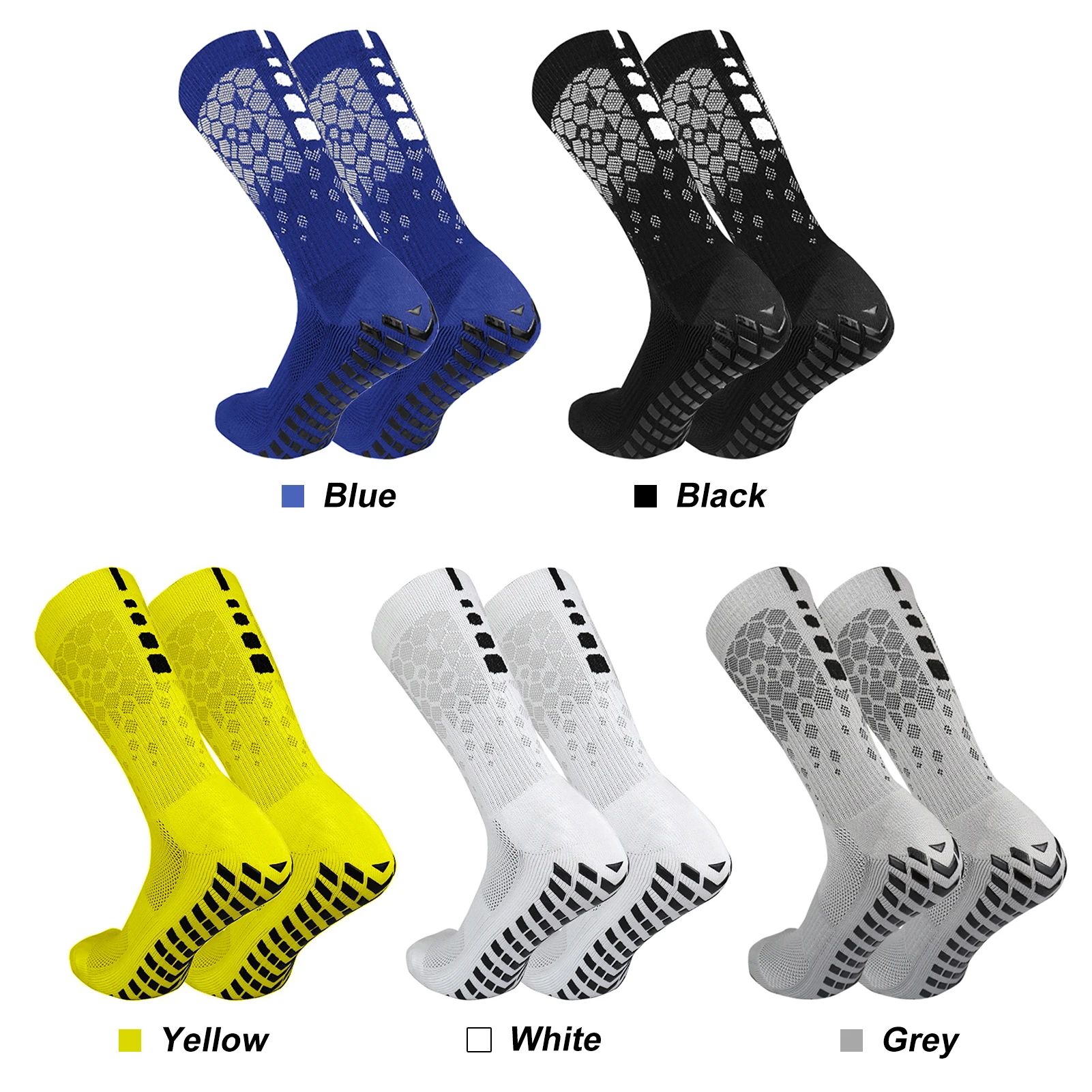 1 Pair Anti-slip Soccer Socks for Men and Women Breathable Athletic Socks with Grippers for Yoga Football Gym