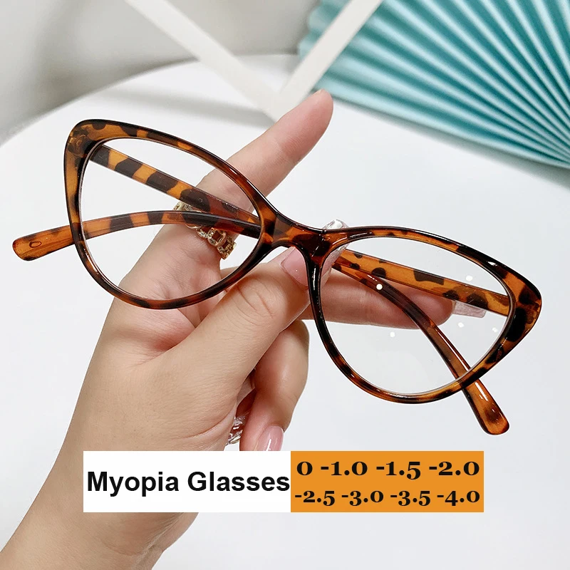 

Luxury Cat Eye Myopia Glasses Blue Light Blocking Eyeglasses Women Men Finished Prescription Near Sight Glasses Diopter 0 To-4.0