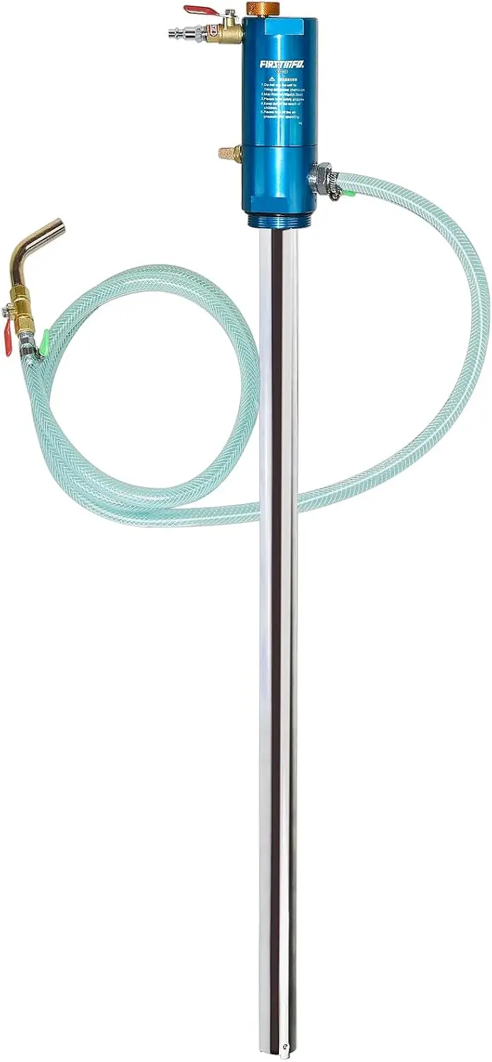 FIRSTINFO A1182US Pneumatic Oil Barrel Drum Pump/Dispenser (1:1) for 50-gallon Pails/Drums and Open Containers/Vessels, Fast